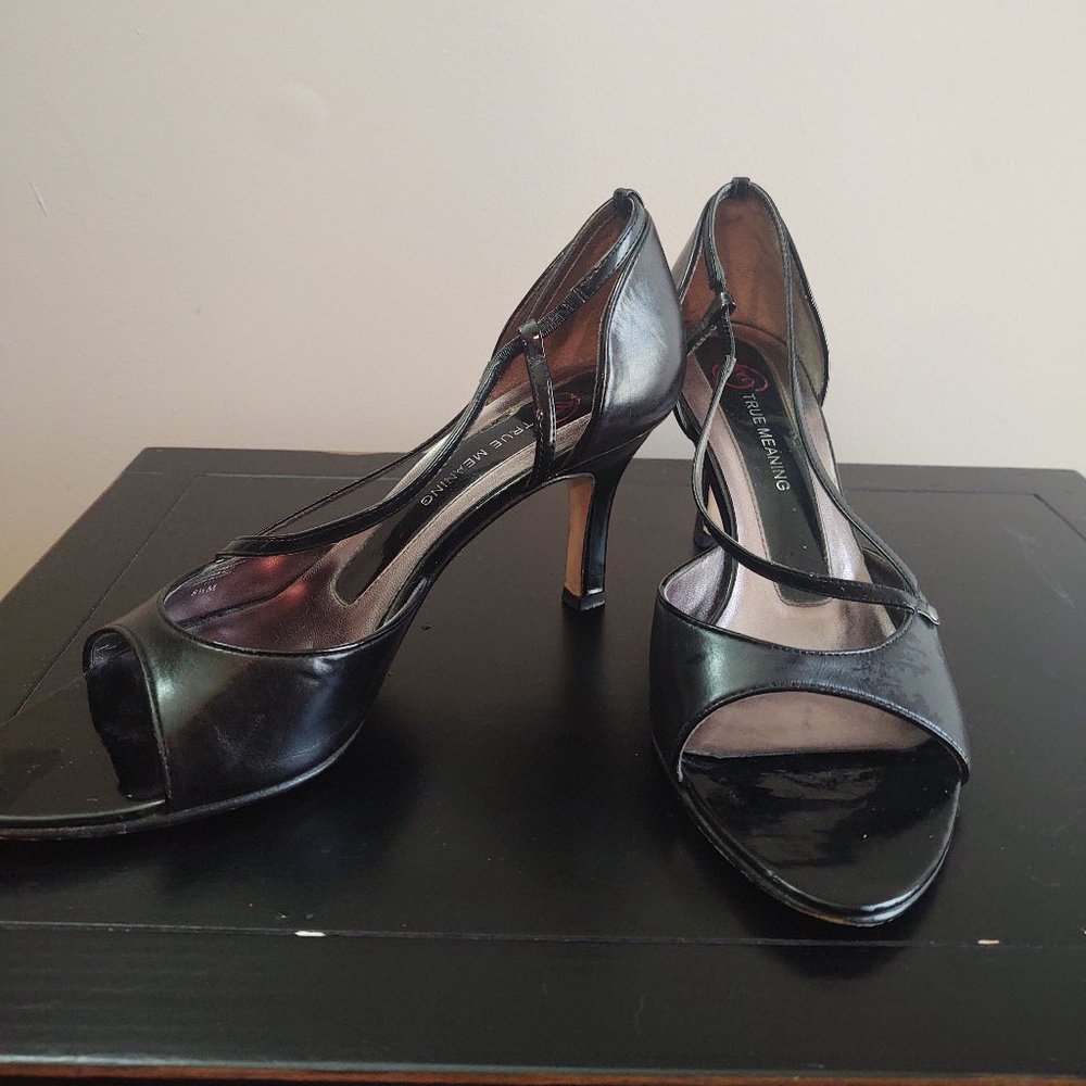 True Meaning Black Open Toe Heels